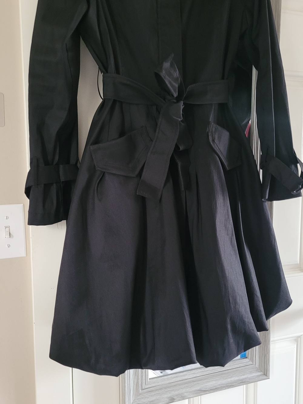 Joseph Ribkoff Black Trench Coat with Self-Tie Belt - Picture 5 of 16